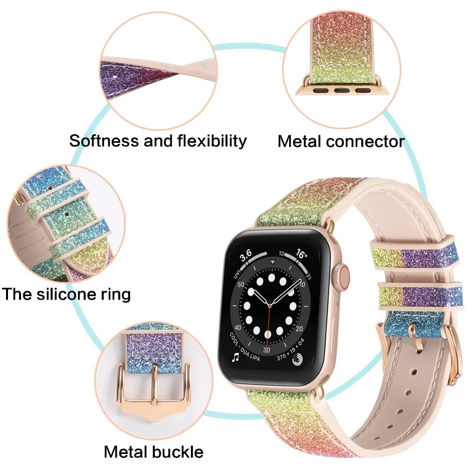 Glittering Prism Silicone Sports Band For Apple Watch Multiple Colors Available