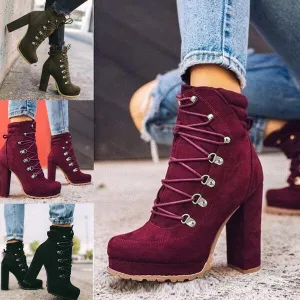 High-heel lace-up ankle boots（HPSD152）