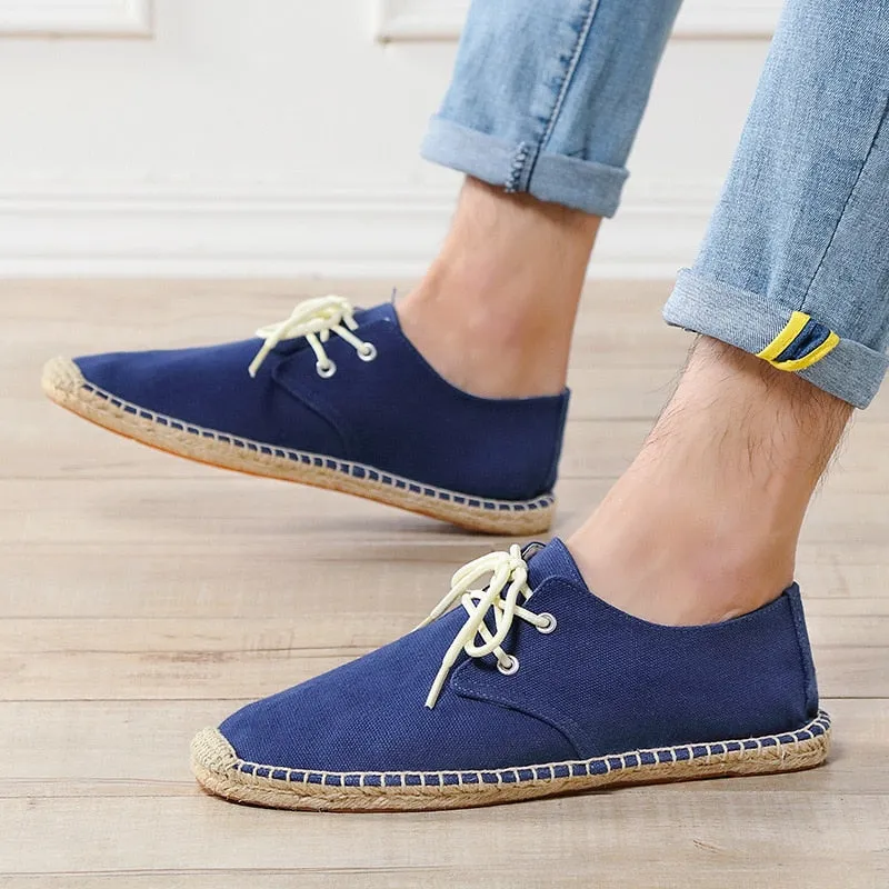 Hnzxzm New Fashion Loafers Men Flats Brand Canvas Shoes Flat Male Lazy Shoes Mens Casual Shoes Black Beige Blue Big Size 45