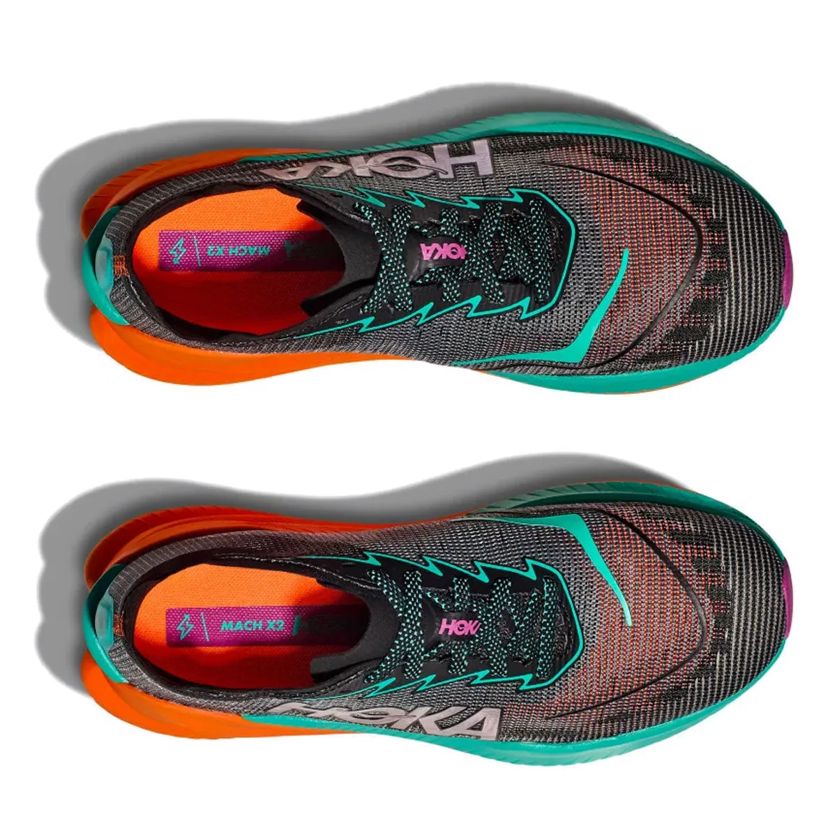 Hoka Mach X 2 Running Shoes - Mens - Black/Electric Aqua