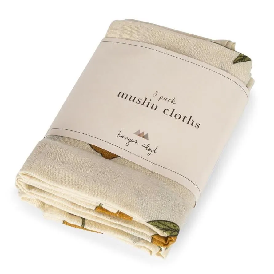 Konges Sløjd: 3 Pack Muslin Set - Mon Grand Citron