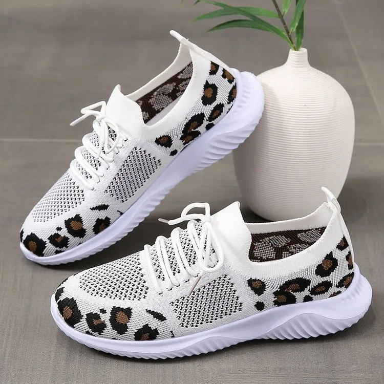 Leopard Print Lace-up Fashion Sneakers