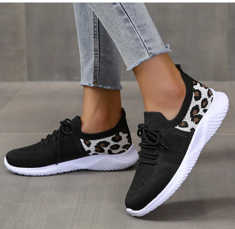 Leopard Print Lace-up Fashion Sneakers