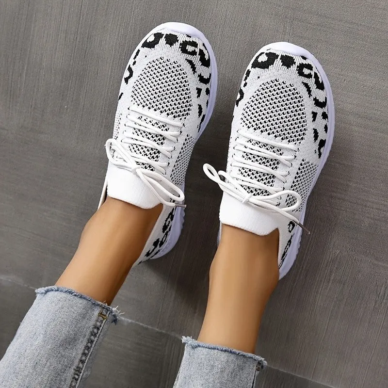 Leopard Print Lace-up Fashion Sneakers