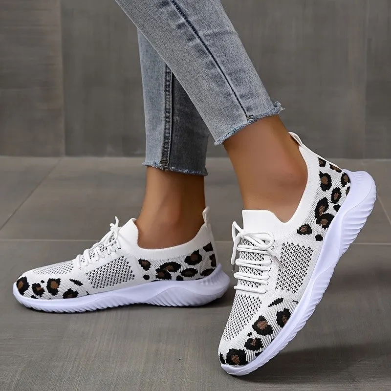 Leopard Print Lace-up Fashion Sneakers