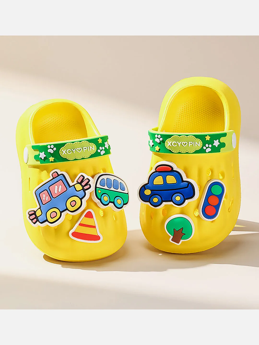 Little Surprise Box Yellow Transport theme Slip on Clogs/ Footwear for Toddlers & Kids