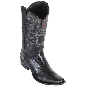 Los Altos Boots Mens #760505 European Square Toe | Genuine Ostrich Leg Boots | Color Black