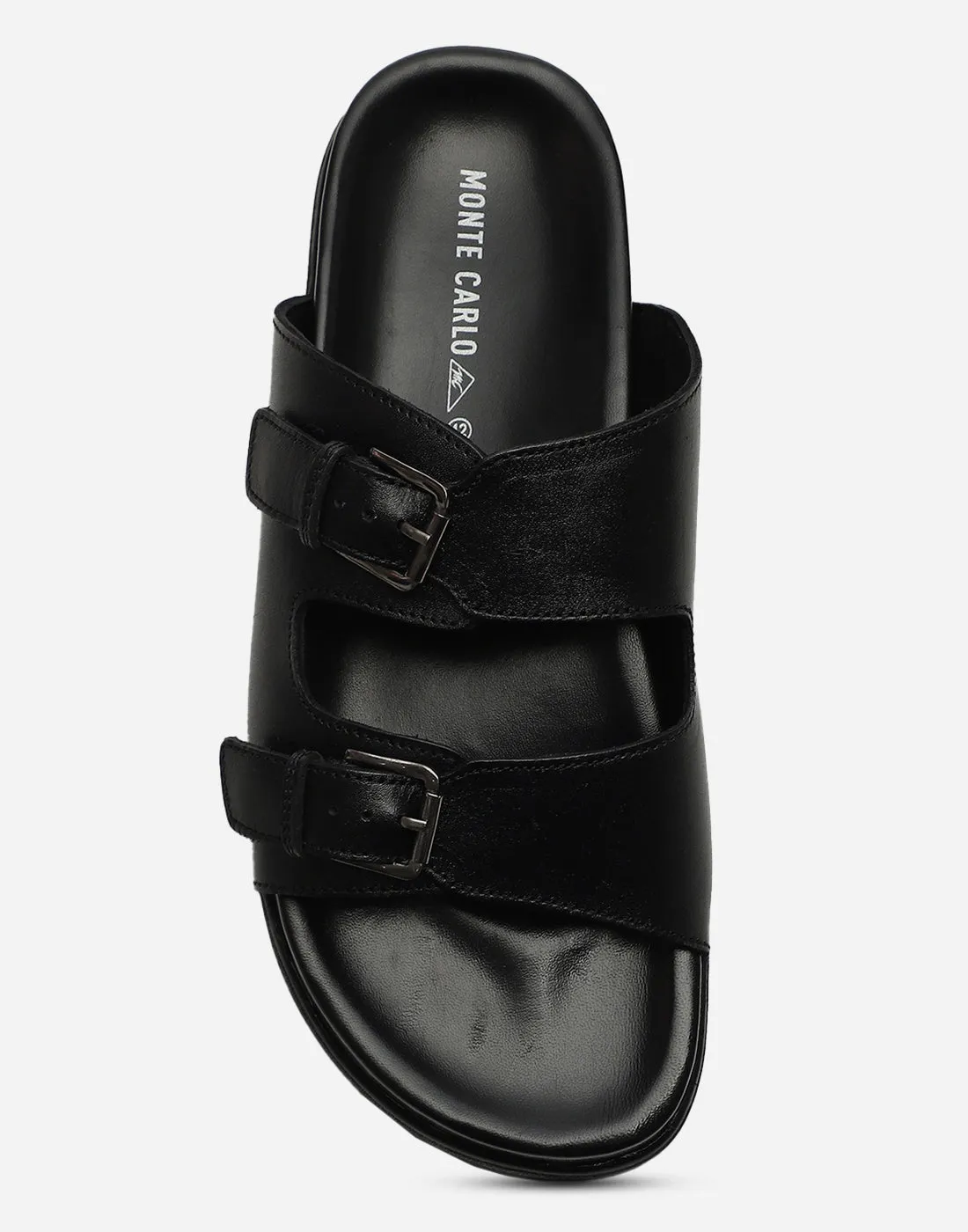 Men Black Leather Comfort Casual Slippers