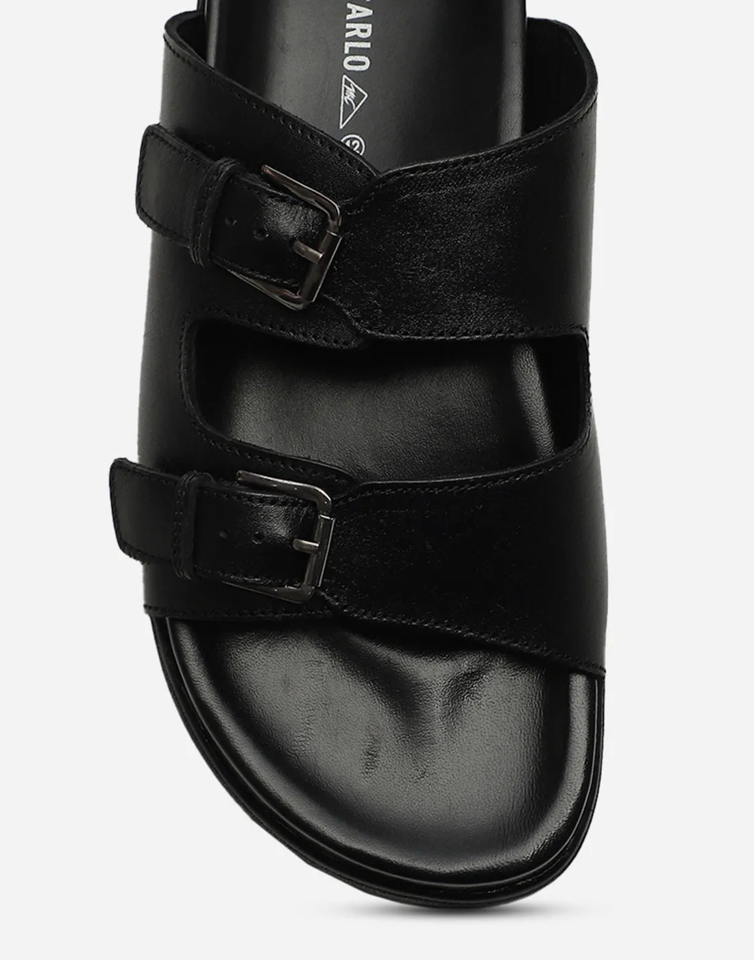 Men Black Leather Comfort Casual Slippers