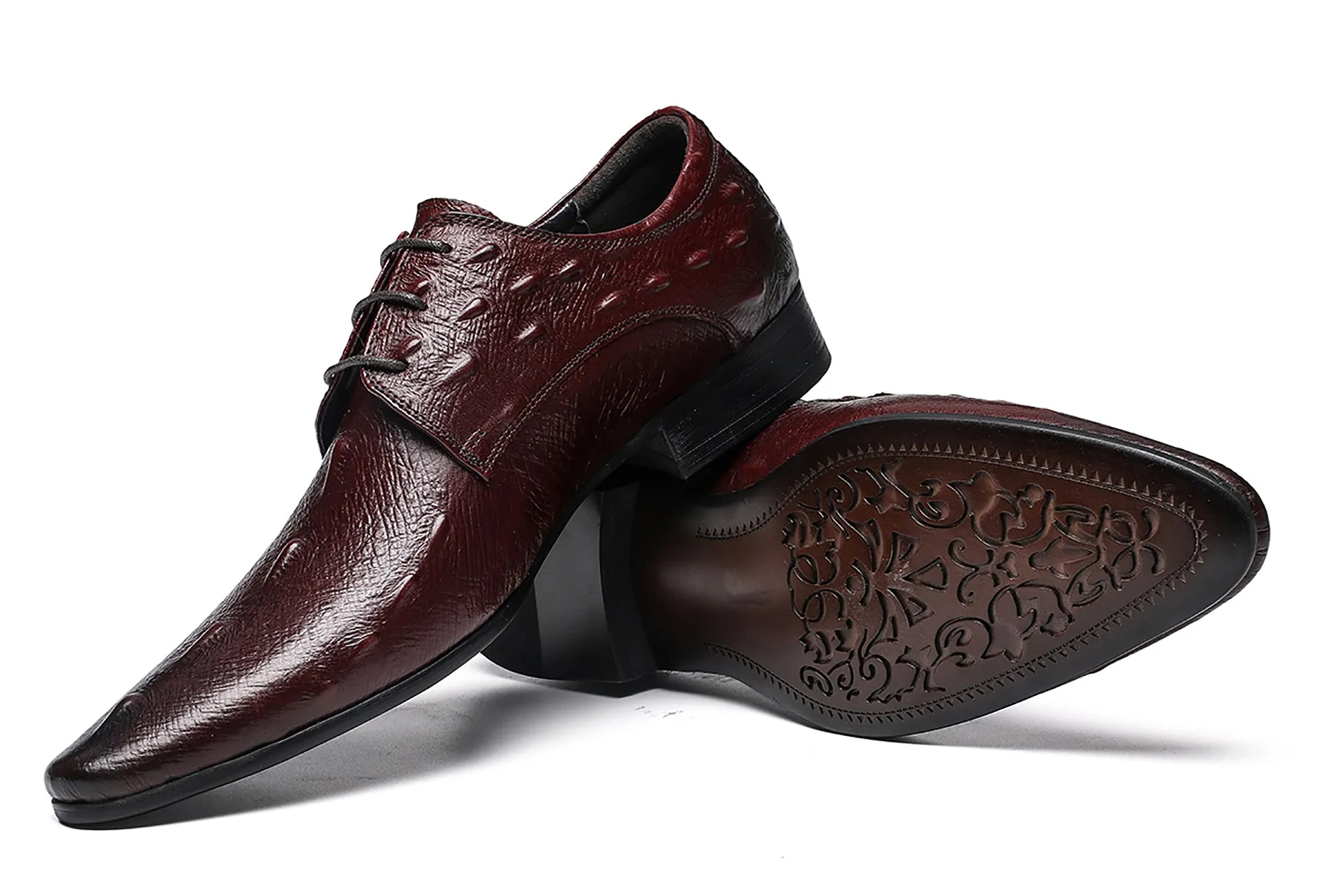 Men's Alligator Pointed Toe Derby Shoes