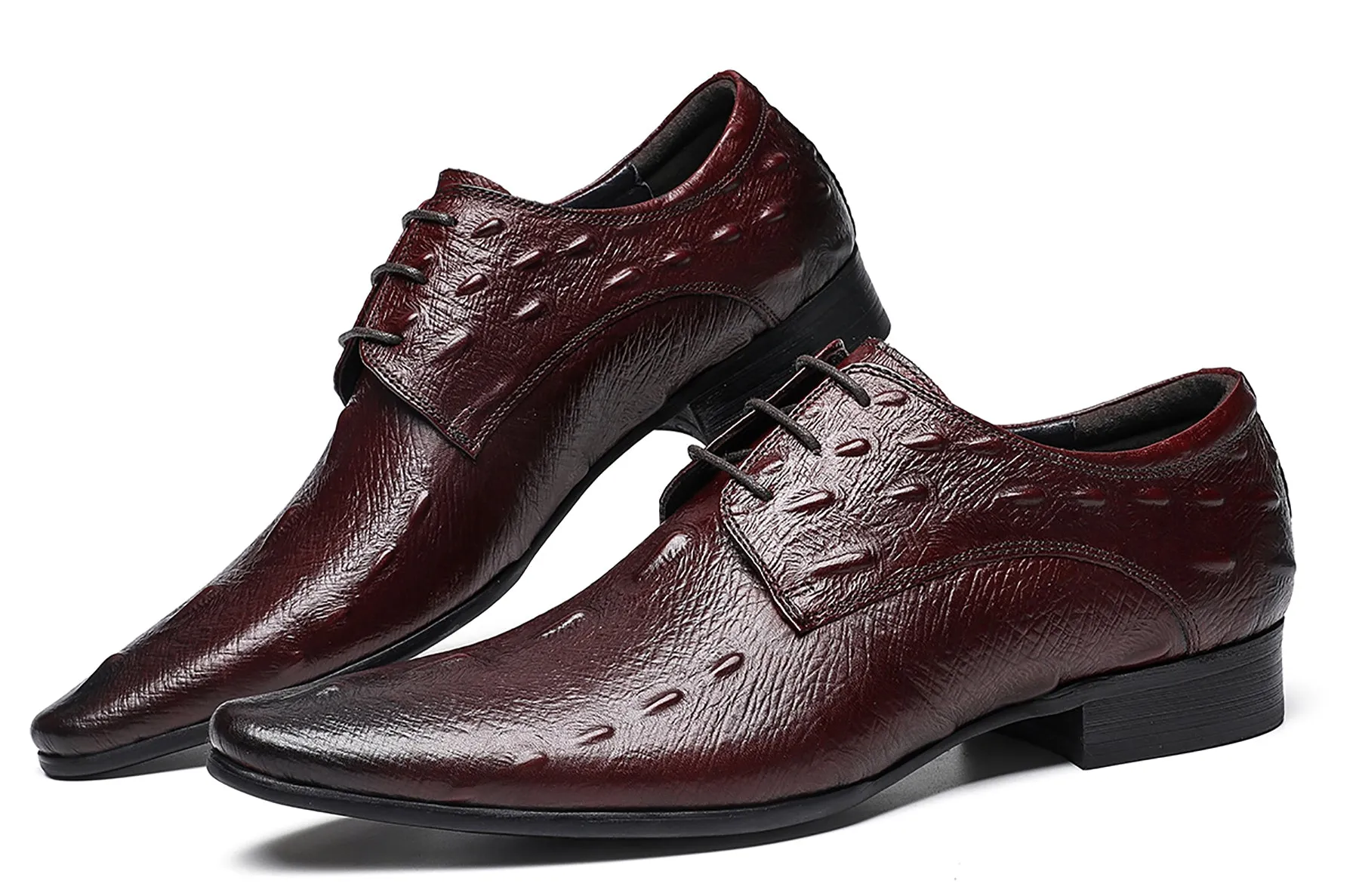 Men's Alligator Pointed Toe Derby Shoes