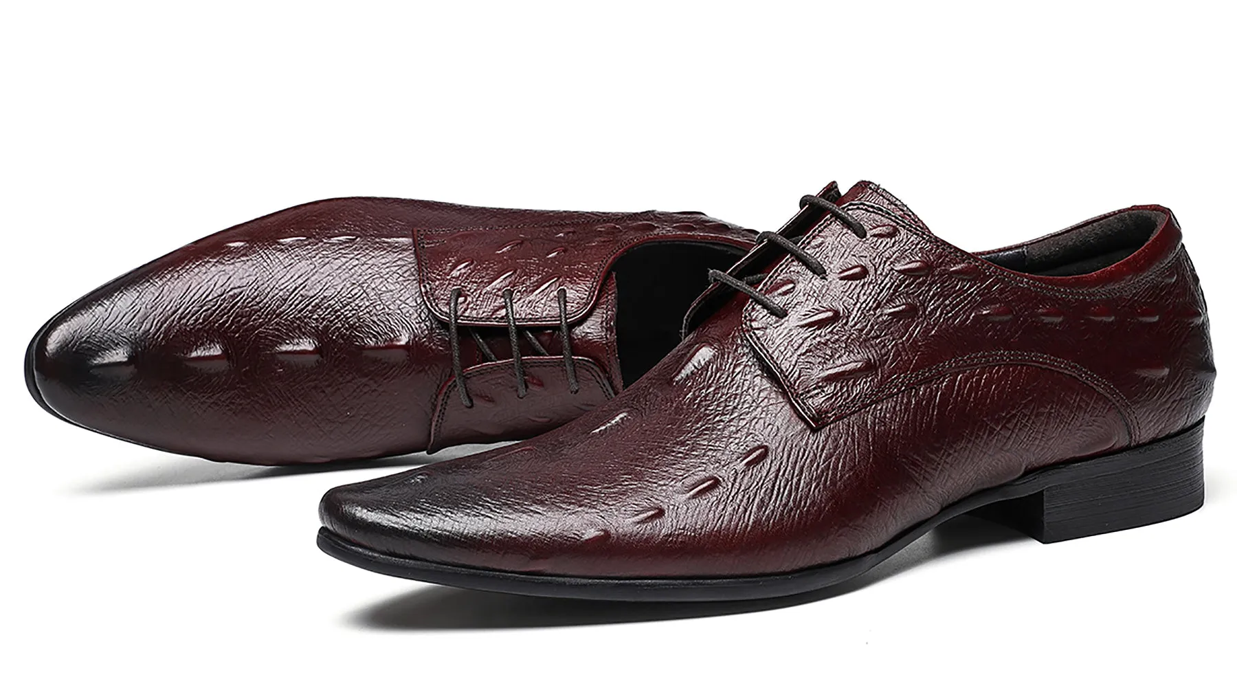 Men's Alligator Pointed Toe Derby Shoes