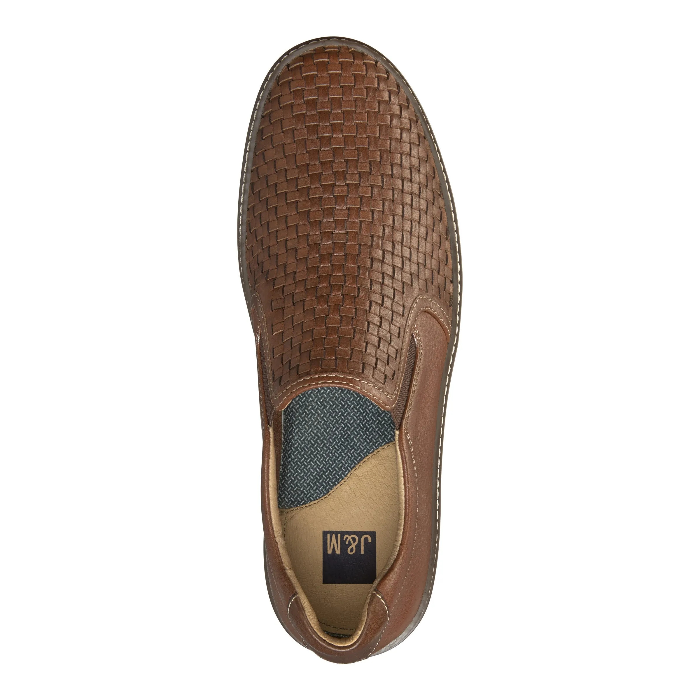 Men's Johnston & Murphy McGuffey Woven Slip-On Color: Tan Full Grain Leather