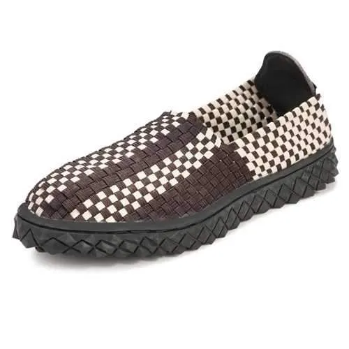 Mens Stretch Knitting Casual Shoes Elastic Band Slip-On Flat Sport Sewing Shoes