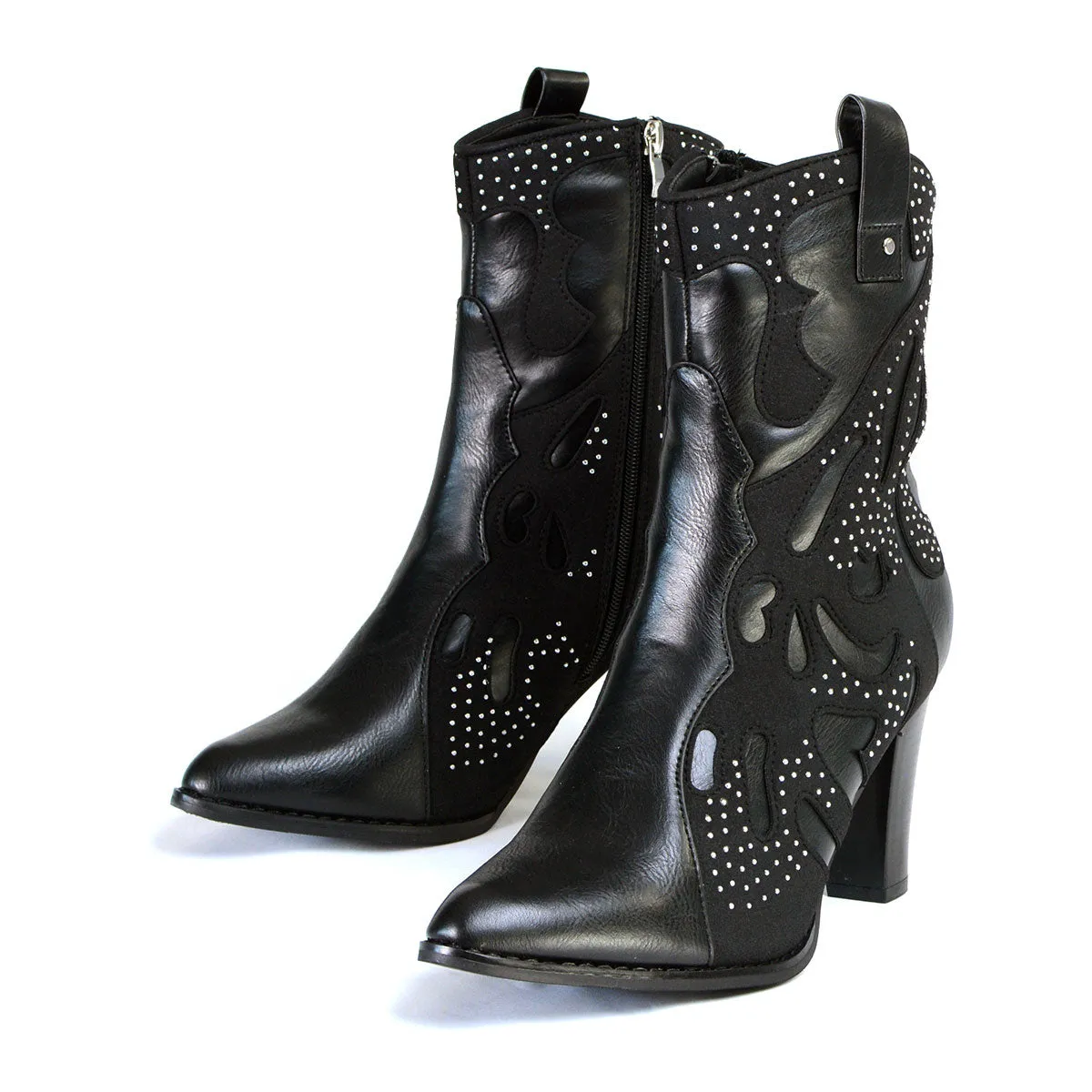 Milwaukee Leather MBL9429 Women's Black Western Style Fashion Casual Boots with Studded Bling