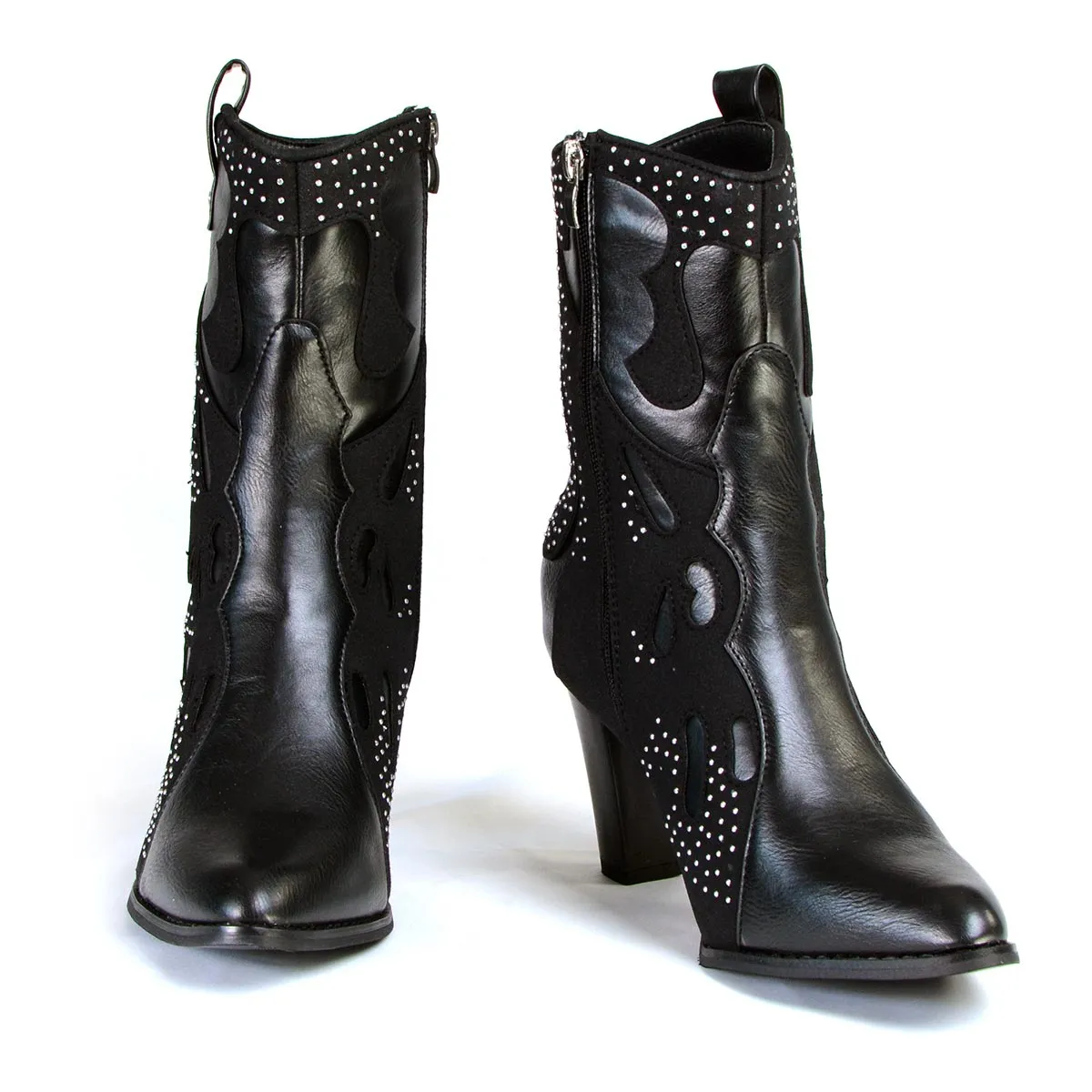 Milwaukee Leather MBL9429 Women's Black Western Style Fashion Casual Boots with Studded Bling