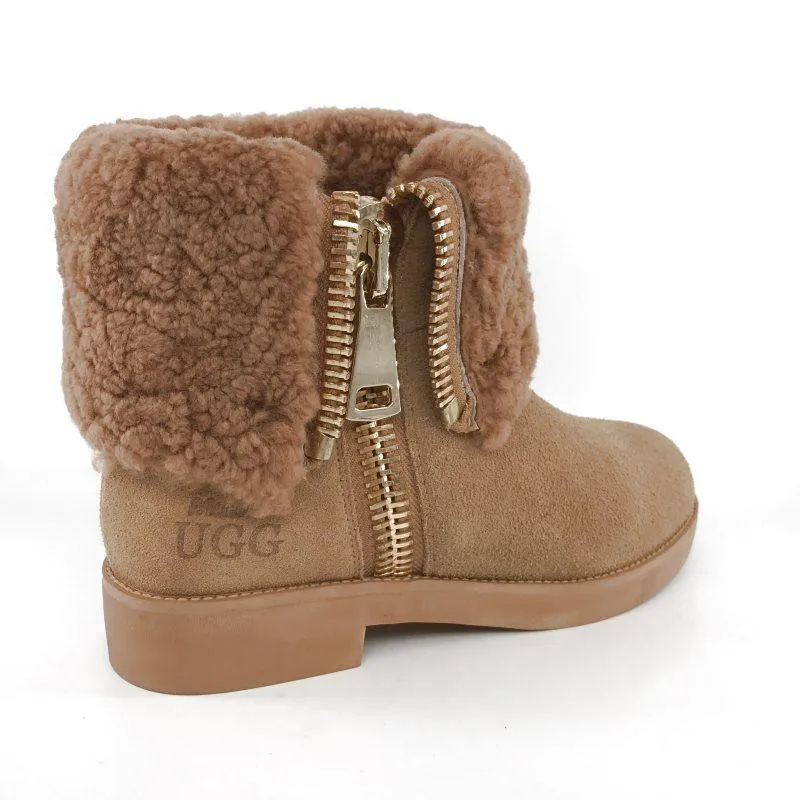 MUBO UGG BOOTS Heels TPR Sole Chestnut