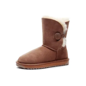 MUBO UGG Women Button Classic UGG BOOTS - Chestnut