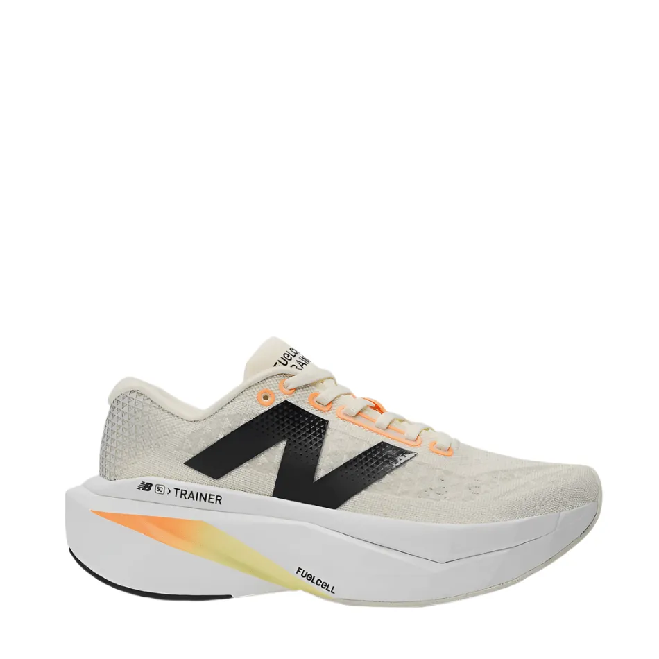 New Balance Women's FuelCell SuperComp Trainer V3 Running Shoes in Angora with Hot Mango and Black SS25