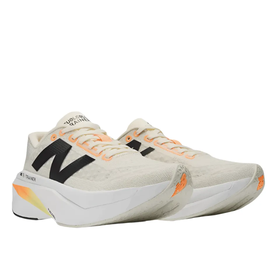 New Balance Women's FuelCell SuperComp Trainer V3 Running Shoes in Angora with Hot Mango and Black SS25