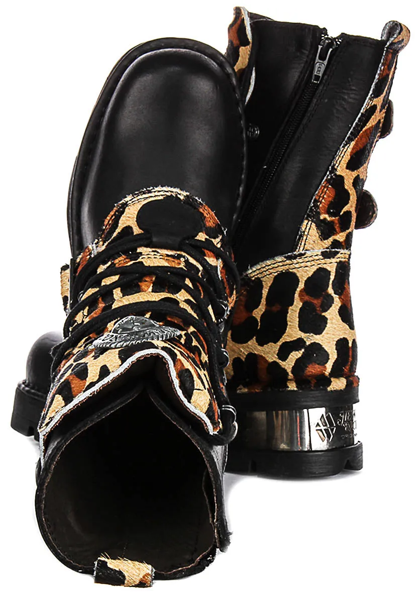 Newrock 591 Planning Heel In Leopard Leather