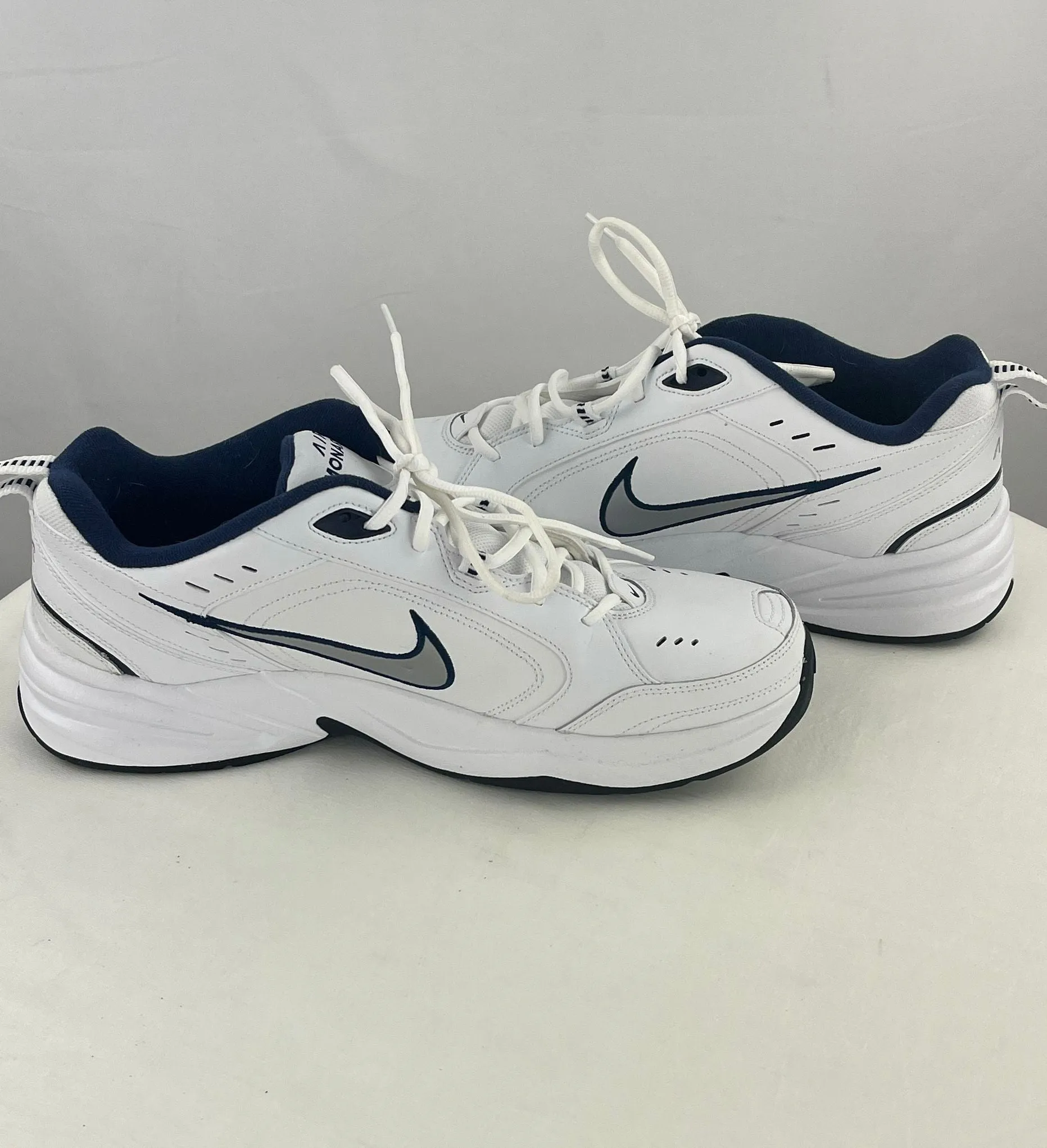 Nike Men's Air Monarch IV White Silver Swoop Shoes Size 13