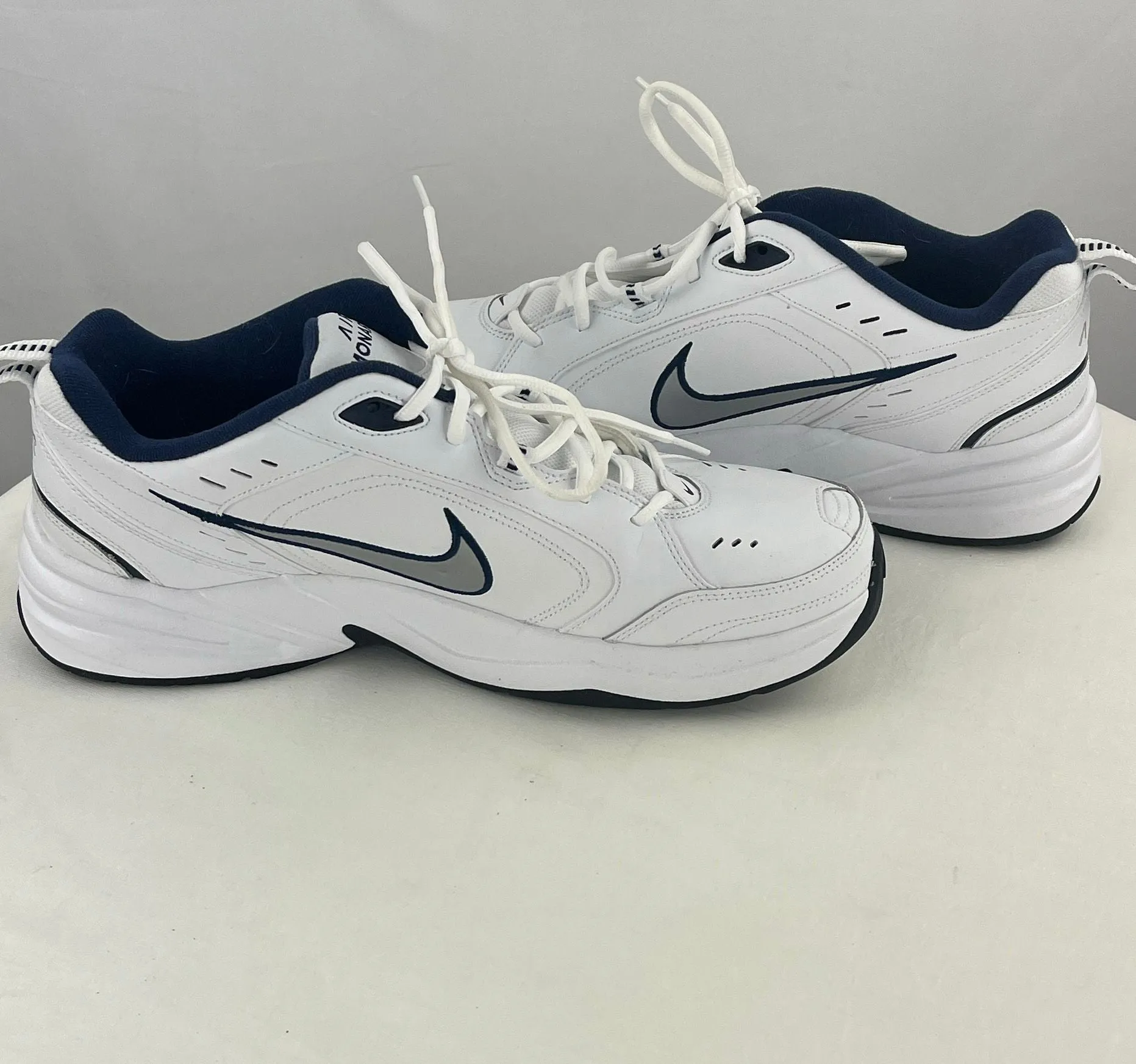 Nike Men's Air Monarch IV White Silver Swoop Shoes Size 13