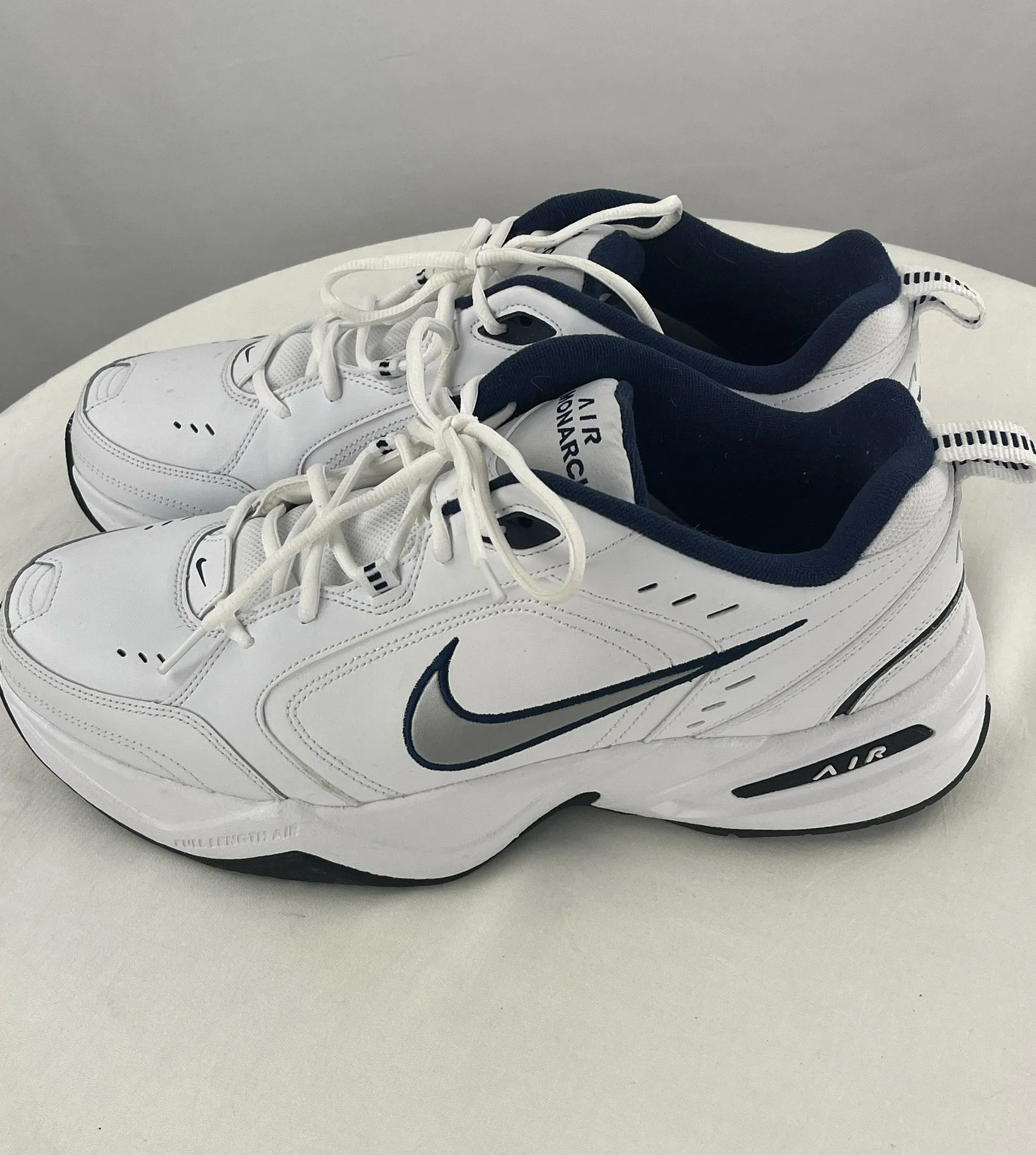 Nike Men's Air Monarch IV White Silver Swoop Shoes Size 13