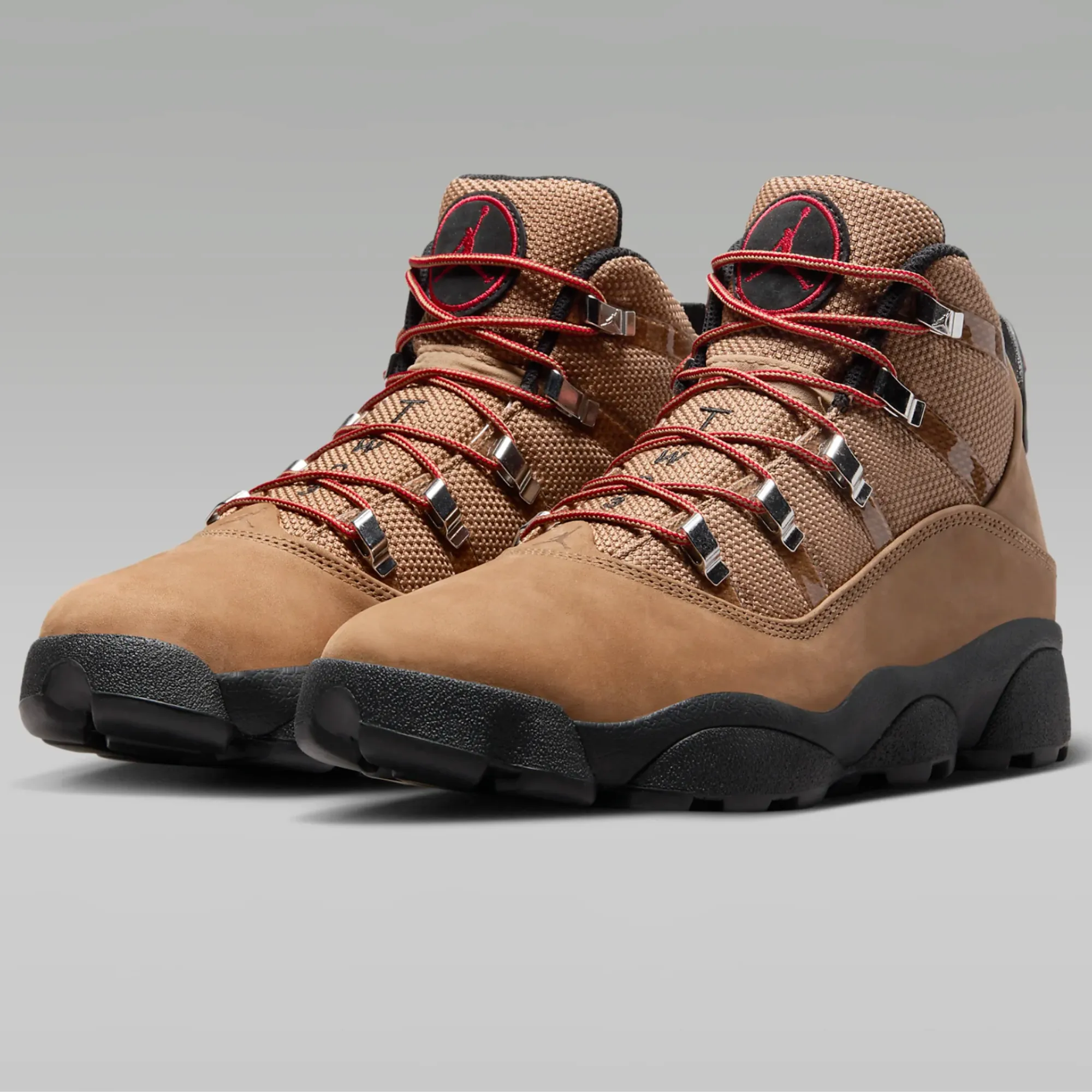 Nike Men's Jordan 6 Rings Winterized Boots Shoes - Rocky Tan Brown / Black / Varsity Red