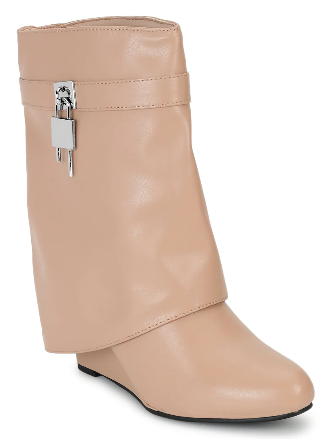 Nude PU High-End-Fashion Stylish Ankle Boots (TC-RS3667-NUD)