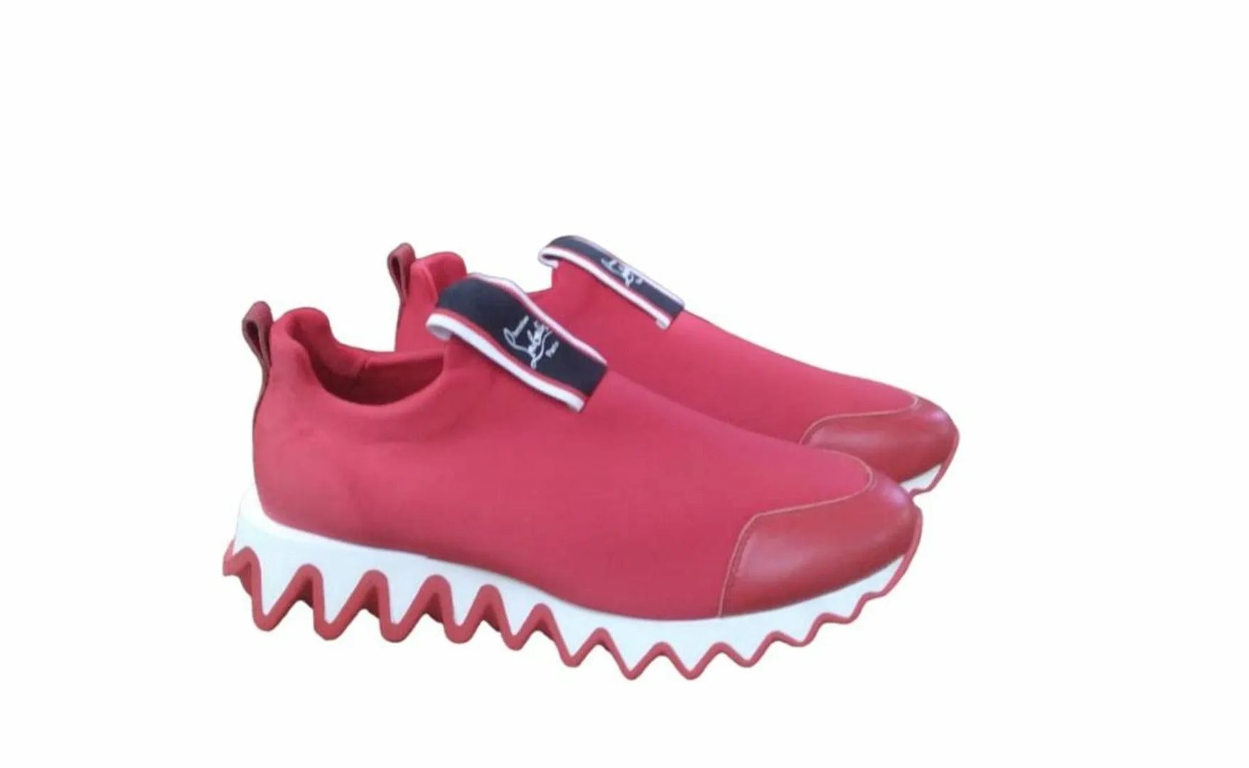 Paris Christian Loubou Yatch Spikes Flat Carl Sneakers- Red