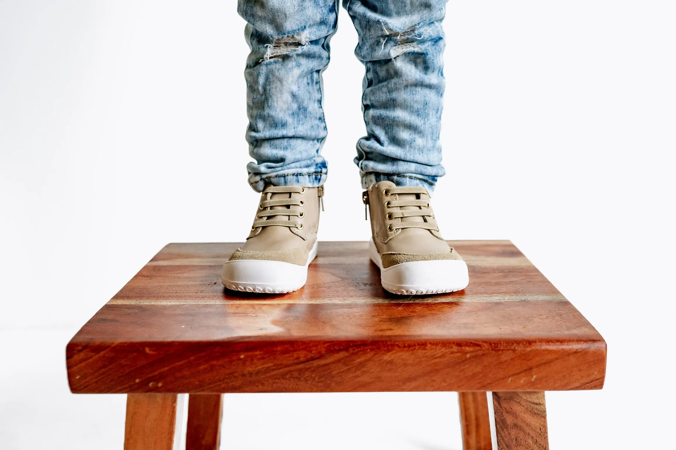 Play Perfect Beige High Top {Premium Leather}