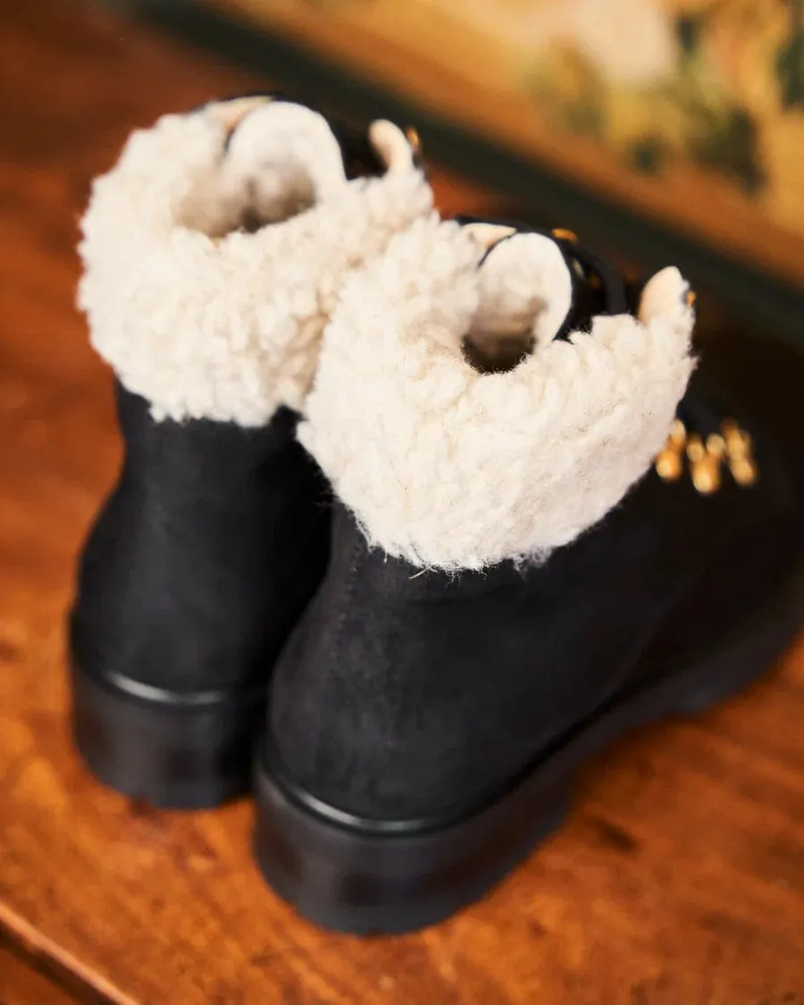 Pollux Vegan Suede & Vegan Fur Boots | Black