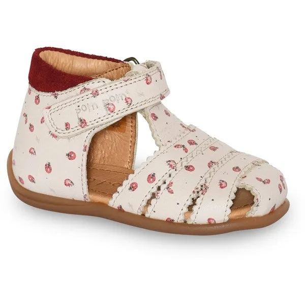 Pom Pom Sandal Scallop Velcro Ladybird