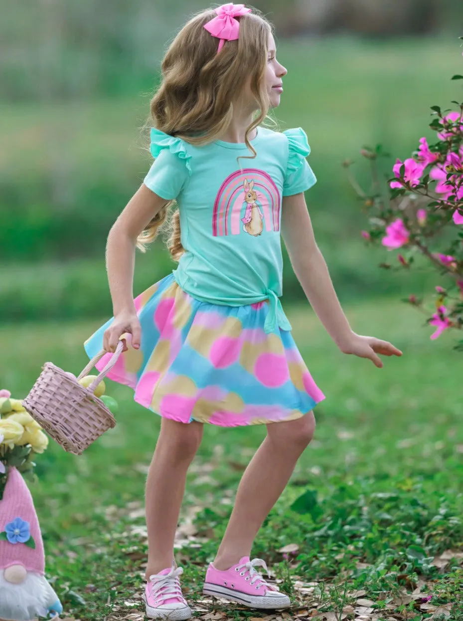 Posh Rainbow Bunny Easter Skirt Set