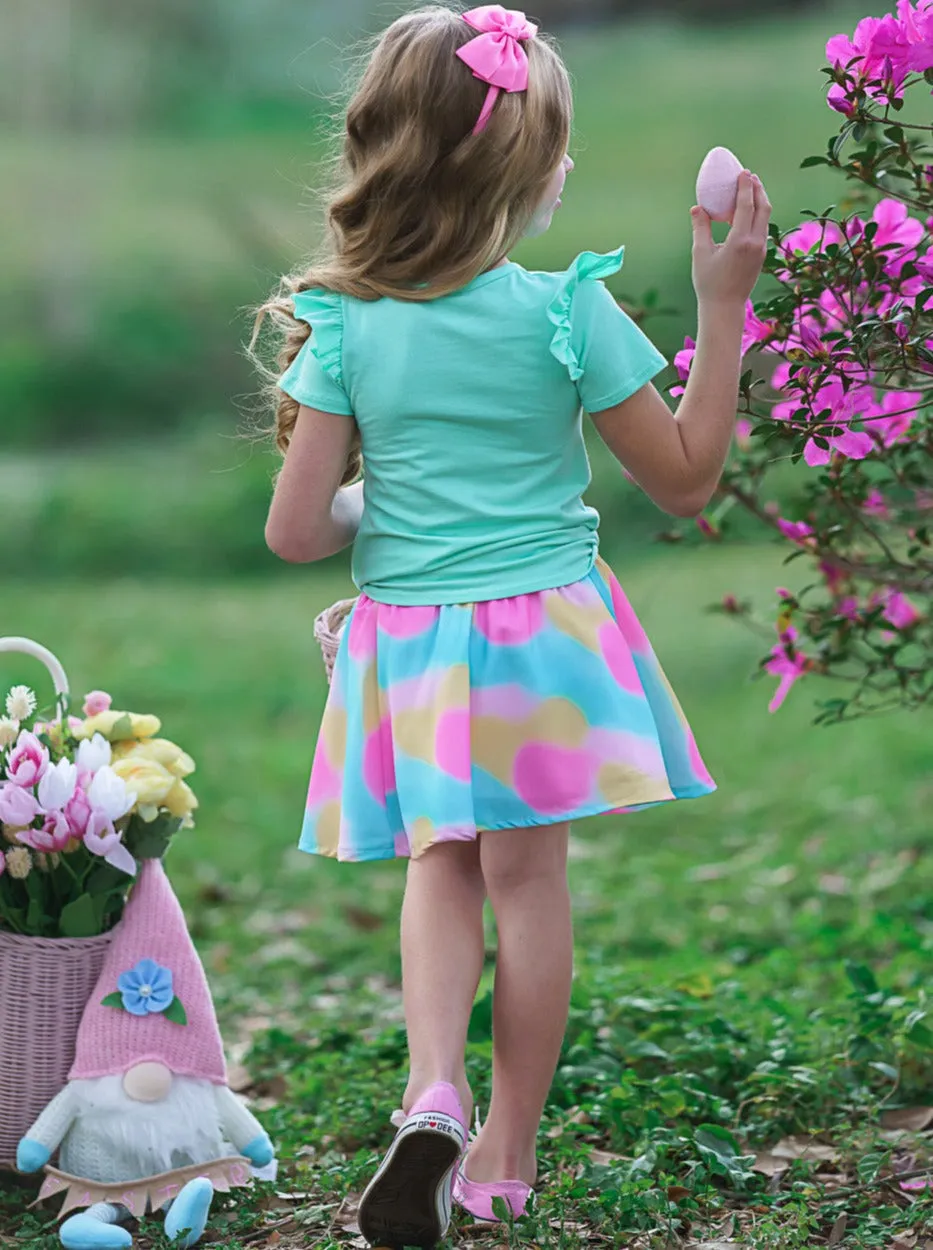 Posh Rainbow Bunny Easter Skirt Set