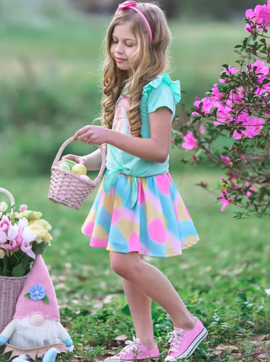 Posh Rainbow Bunny Easter Skirt Set