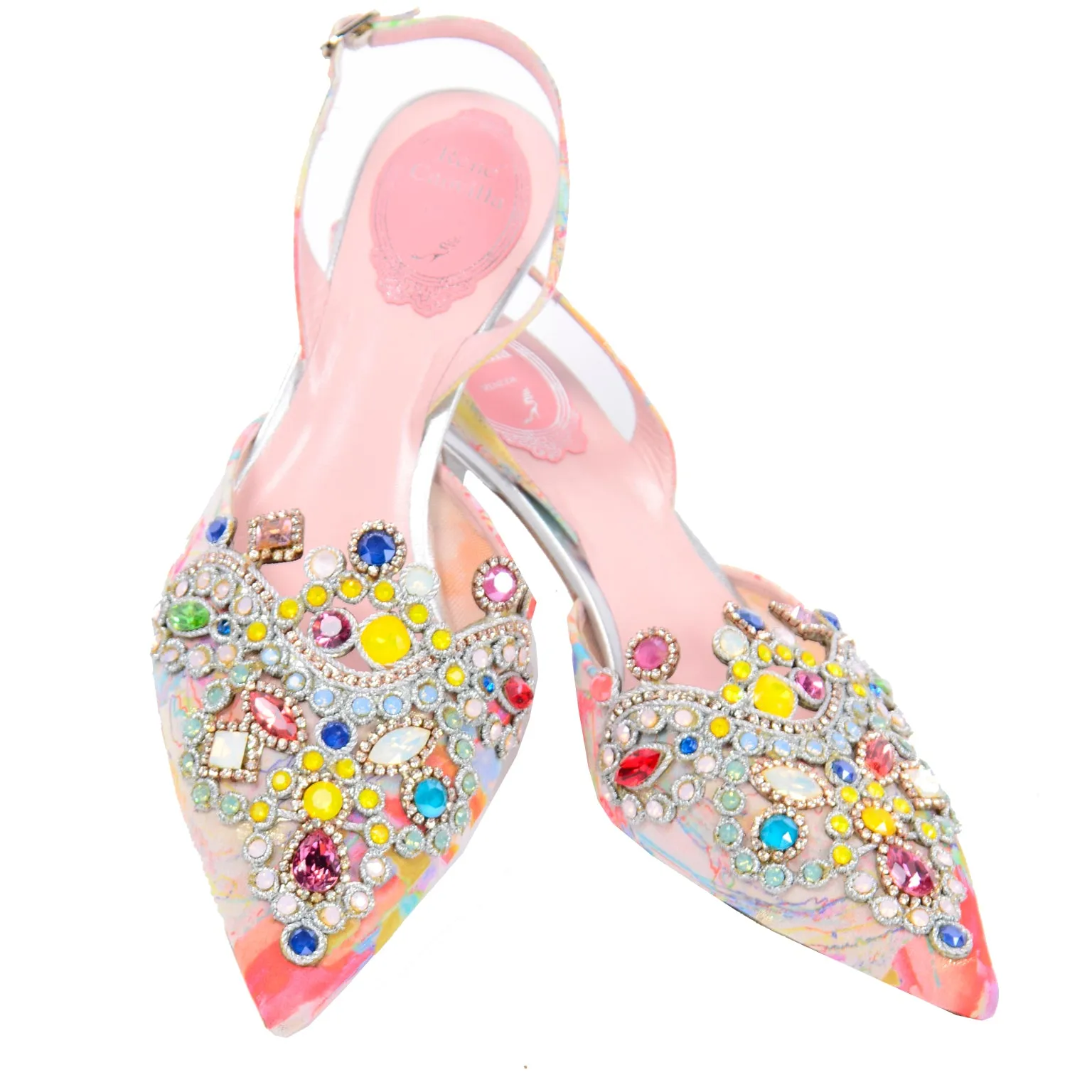 René Caovilla Jeweled Slingback Shoes New w Original Box $1125