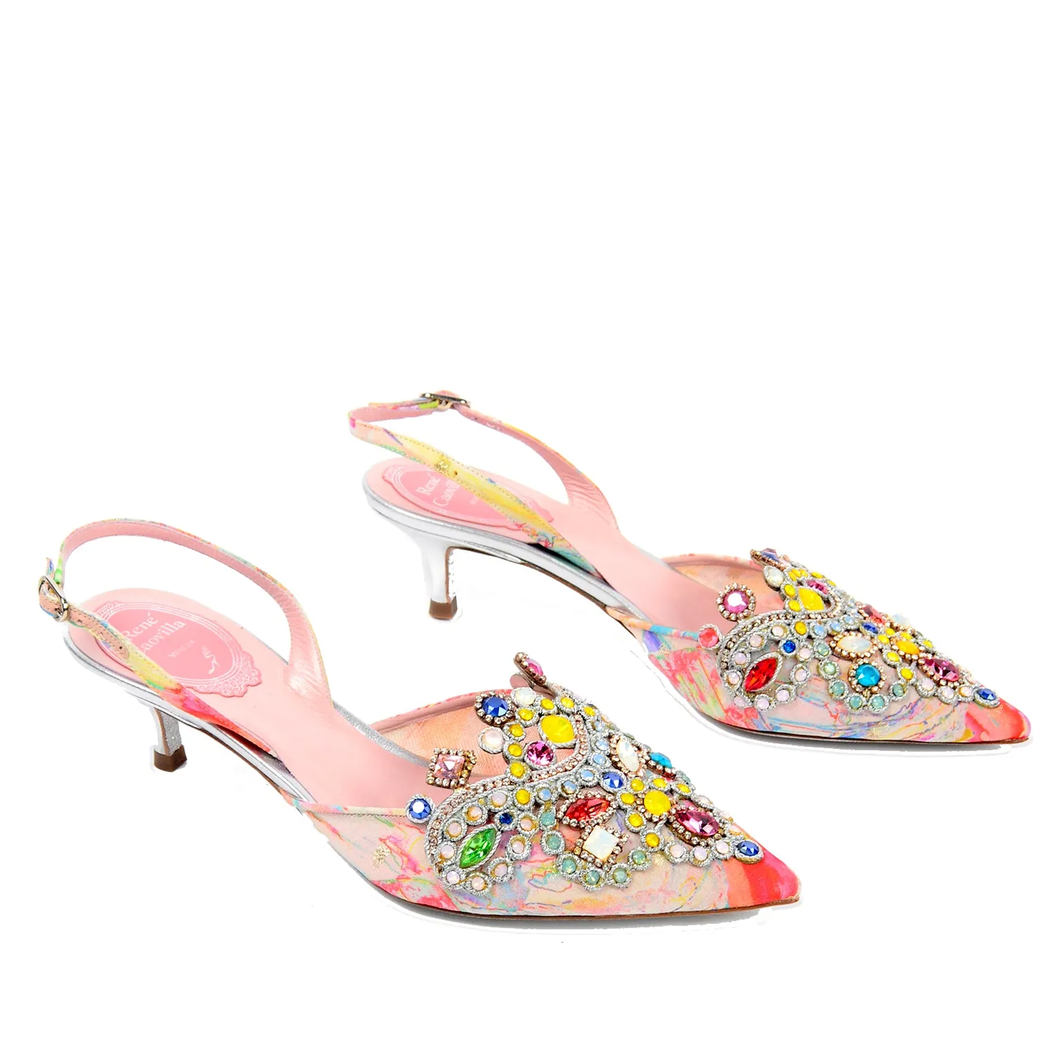 René Caovilla Jeweled Slingback Shoes New w Original Box $1125