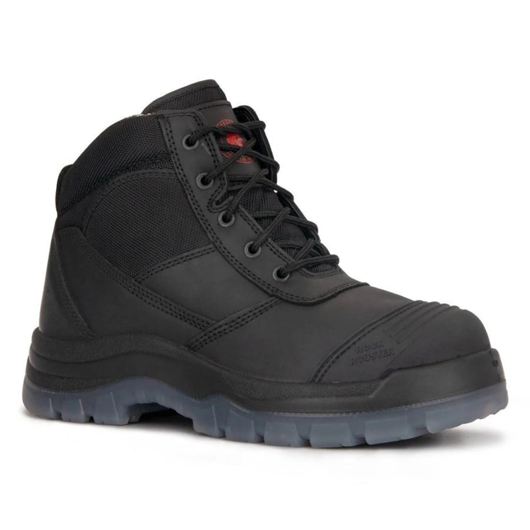 ROCKROOSTER Crisson Black 6 inch Zip sided Steel Toe Leather Work Boots AK050BK