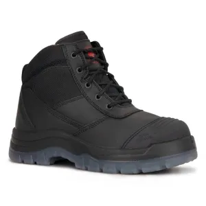 ROCKROOSTER Crisson Black 6 inch Zip sided Steel Toe Leather Work Boots AK050BK