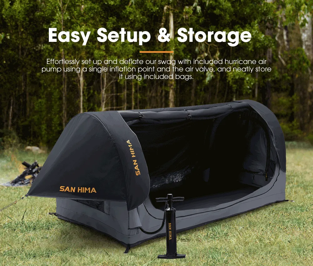 San Hima Double Air Swag Camping Swags Dome Tent Free Standing 22cm Air Mattress