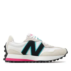 Scarpe Donna NEW BALANCE Sneakers 327 in Suede e Mesh White Sky e Pink