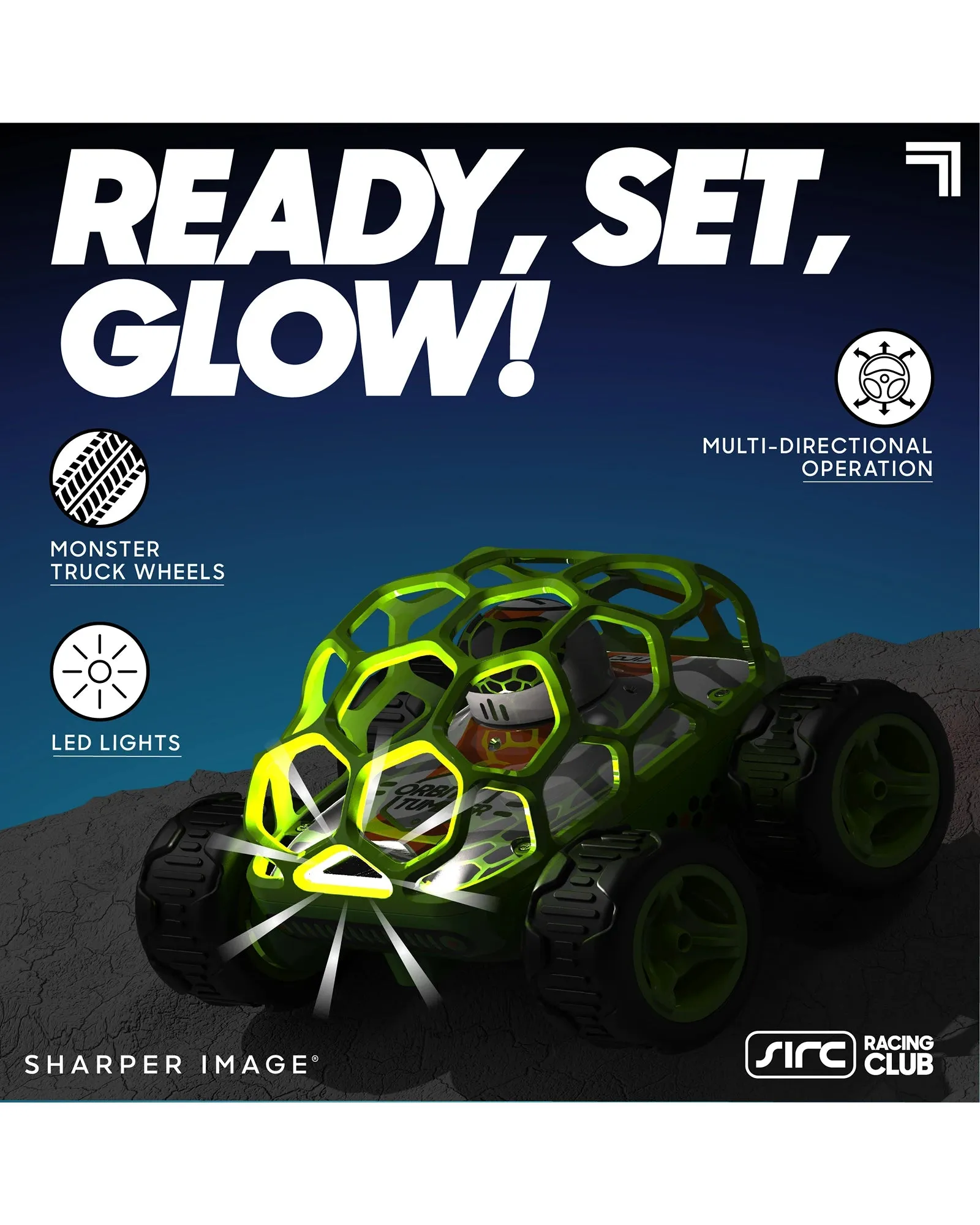 Sharper Image Toy Remote Control Orbit Tumbler Glow in the Dark