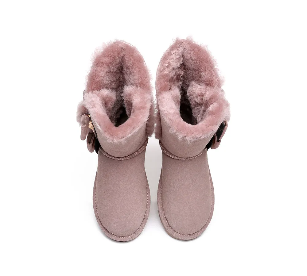 Sheepskin Double Bow Boots Women Eira