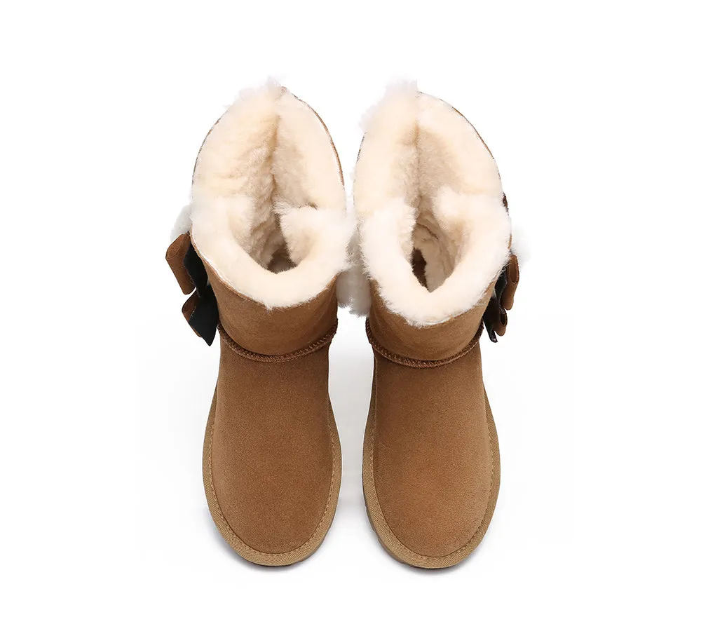 Sheepskin Double Bow Boots Women Eira