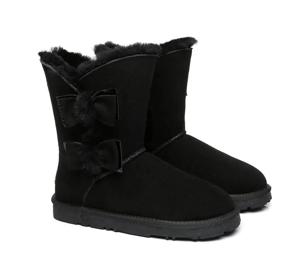 Sheepskin Double Bow Boots Women Eira