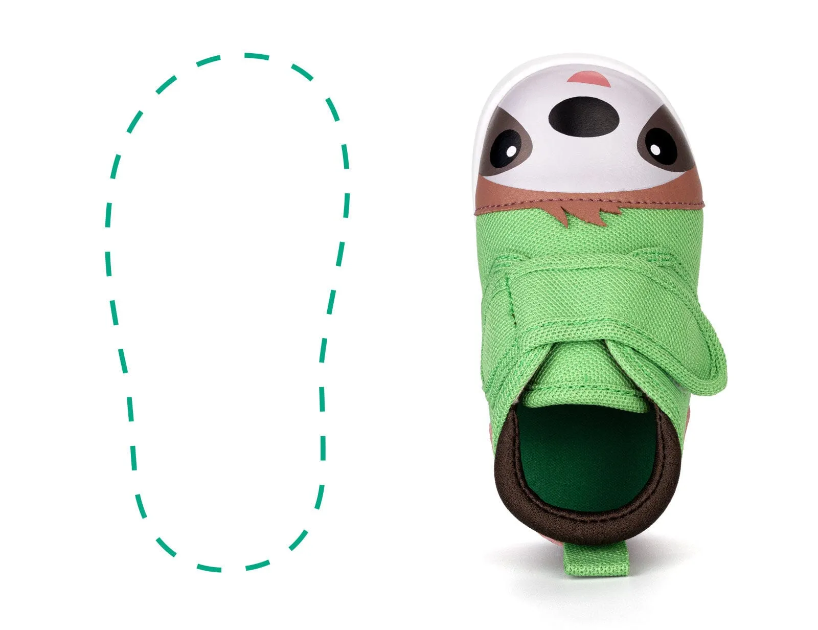 Sloth Single Squeaky Toddler Shoes | Green/Brown