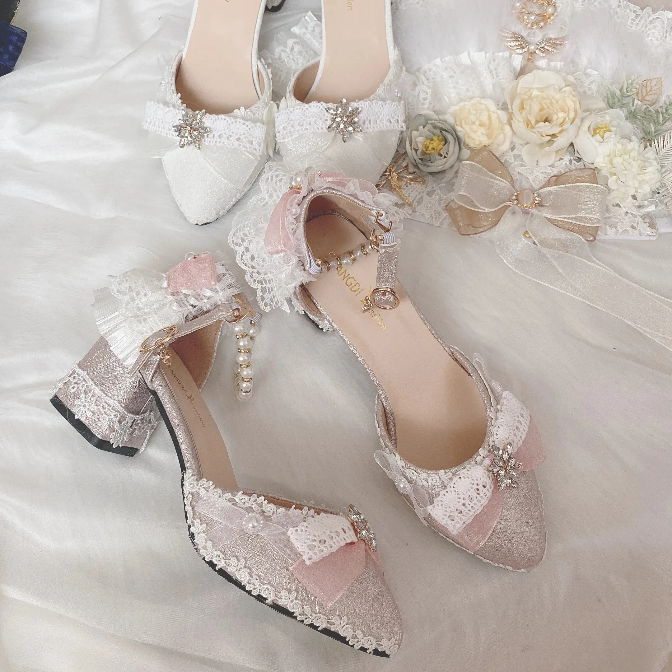 Sohiwoo Japanese Sweet Lolita Handmade Daily Lo Shoes Soft Girl High Heels Girl Stage Tea Party Performance Heel Height 5cm