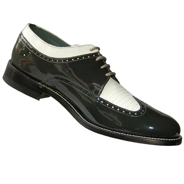 Stacy Baldwin Mens Dress Shoe Wingtip Formal Tuxedo for Prom & Wedding Shoe Grey/White Patent Two Tone